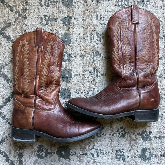 Men’s Rudel Cowboy Boots Vintage Size 29.5 11.5 Brown Western Outdoors Leather - Picture 12 of 12